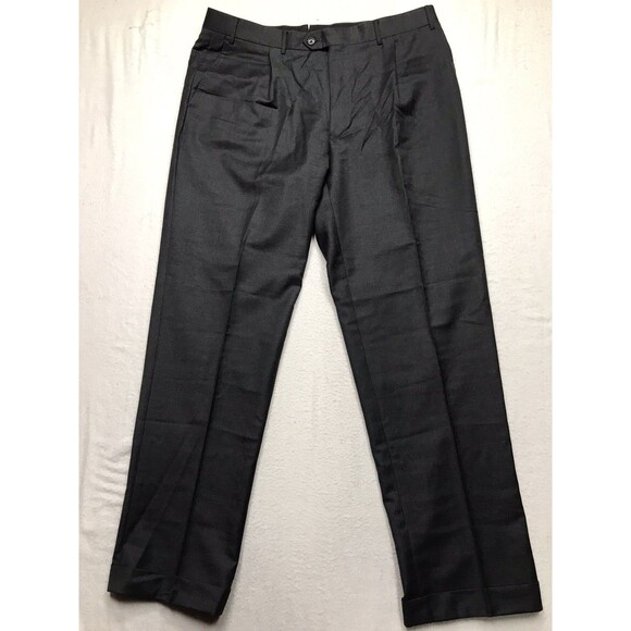 CORNELIANI Forro Pants Men Black 54(36x32) 100% Pure Virgin Wool Cuffed Dress - Picture 1 of 15